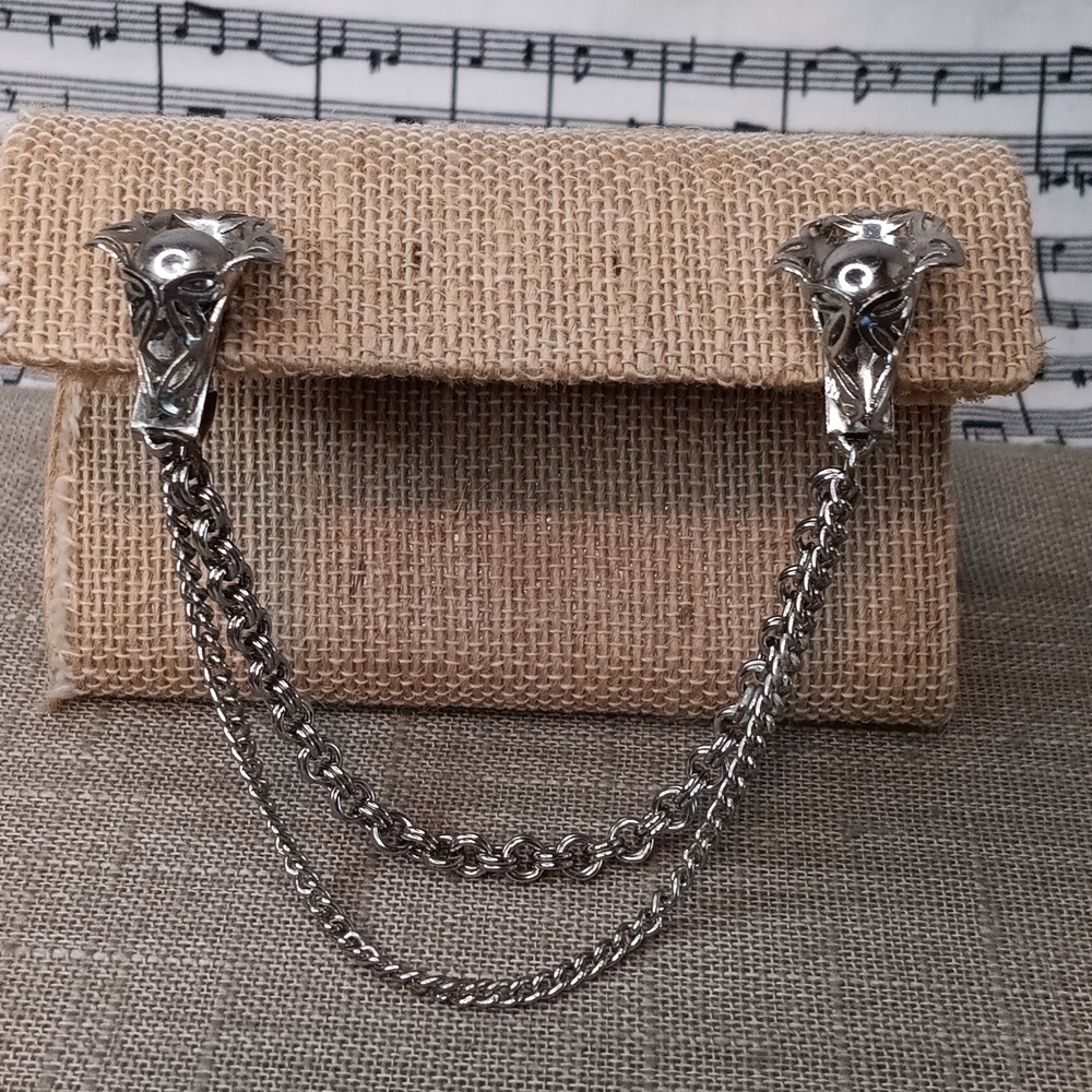 Silver Tone Calla Lily Sweater Clasp Vintage
